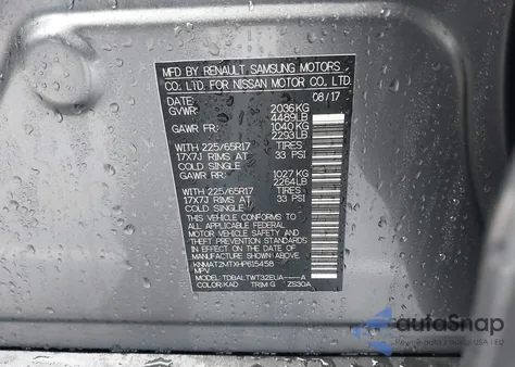 2017 Nissan Rogue Sv from USA, damaged, VIN KNMAT2MTXHP615458